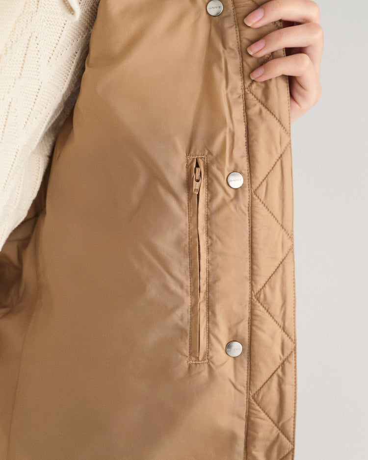 Bezrękawnik damski ze stójką regular fit brązowy