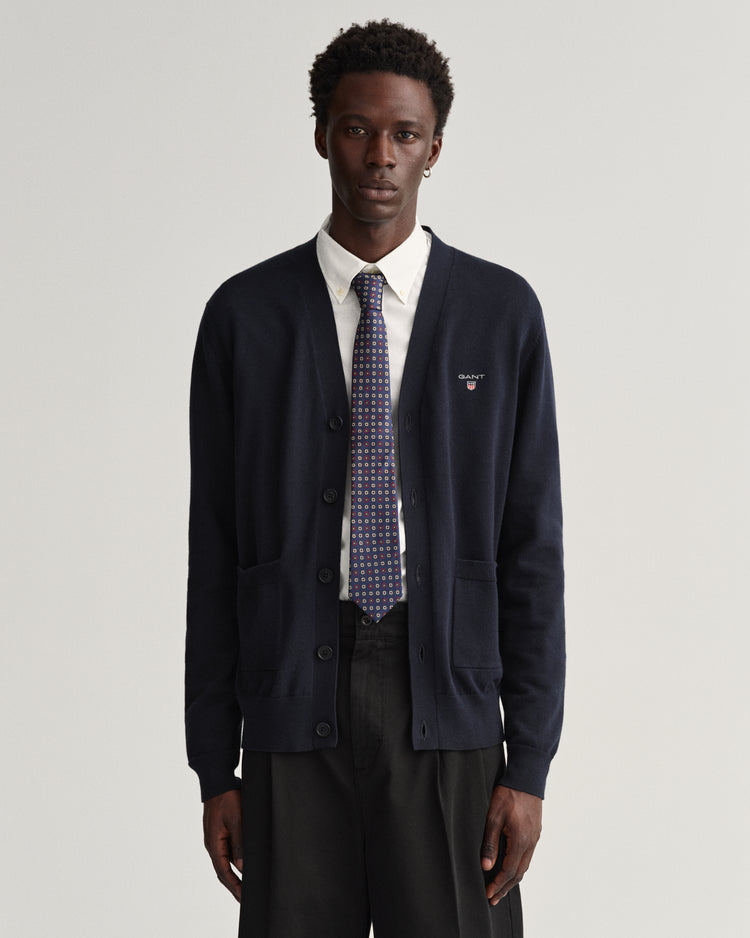 Męski granatowy kardigan regular fit zapinany na guziki