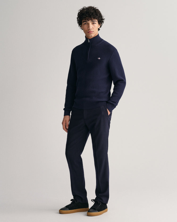 Sweter z fakturowanej bawełny half zip