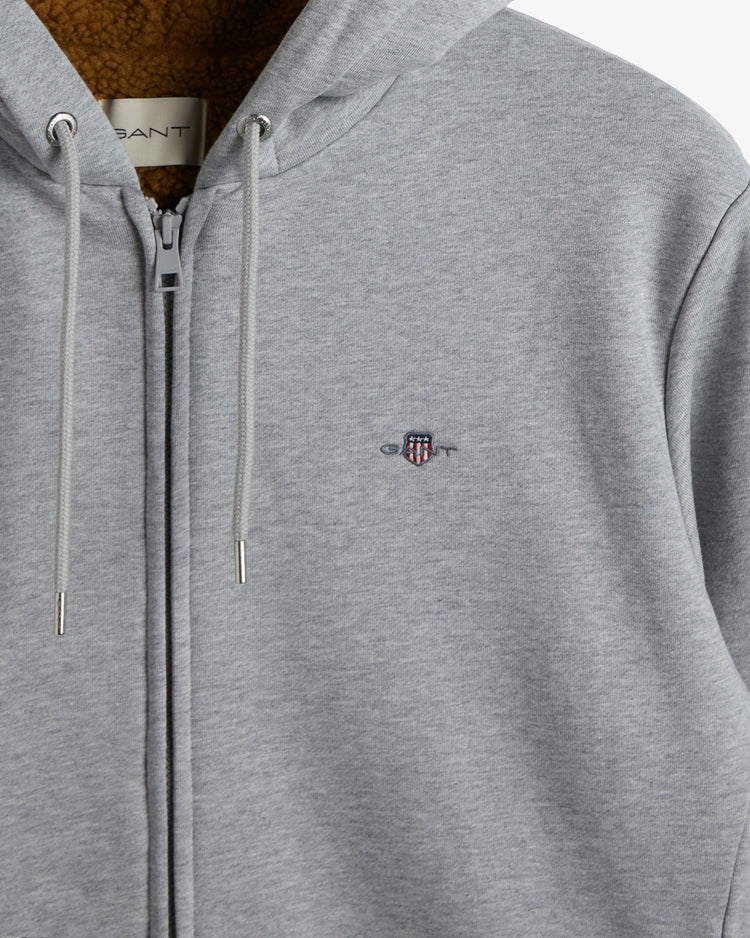 Bluza męska z nadrukiem z zamkiem regular fit szara