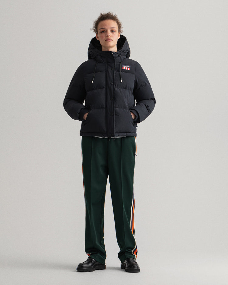 Kurtka damska z nadrukiem zapinana na guziki straight fit czarna