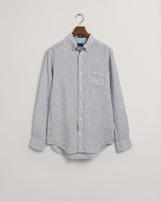 Koszula męska w paski długi rękaw regular fit biała