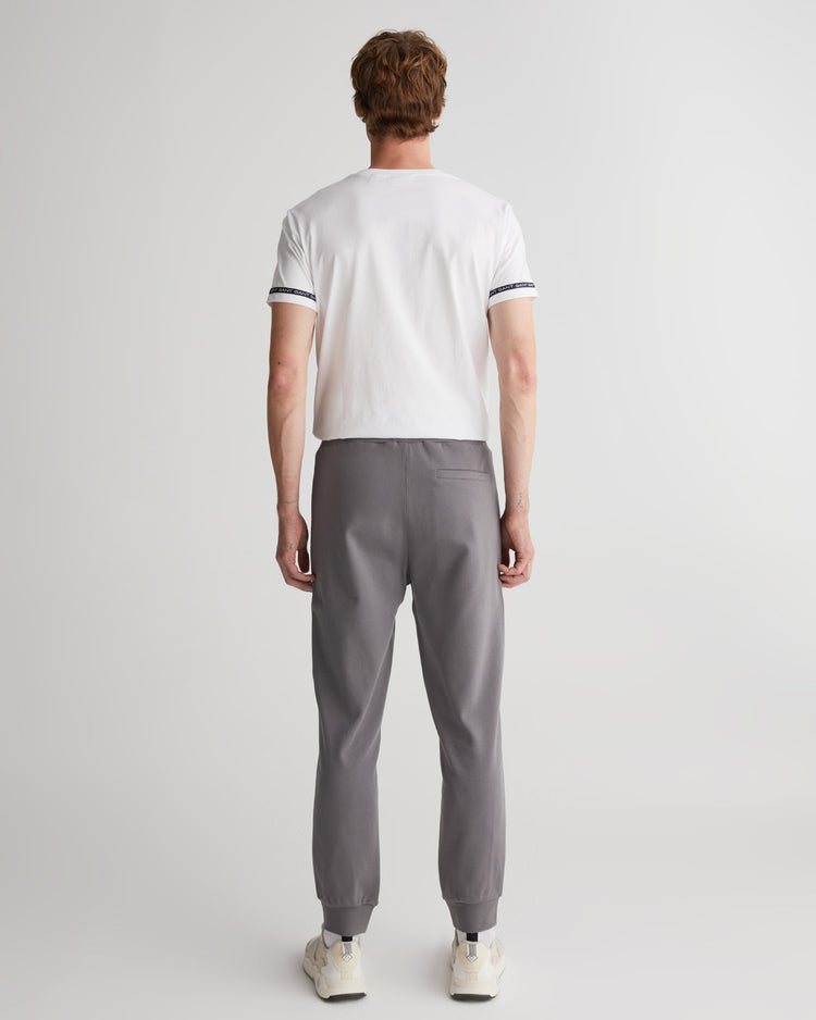 Bawełniane spodnie dresowe męskie z nadrukiem regular fit szare