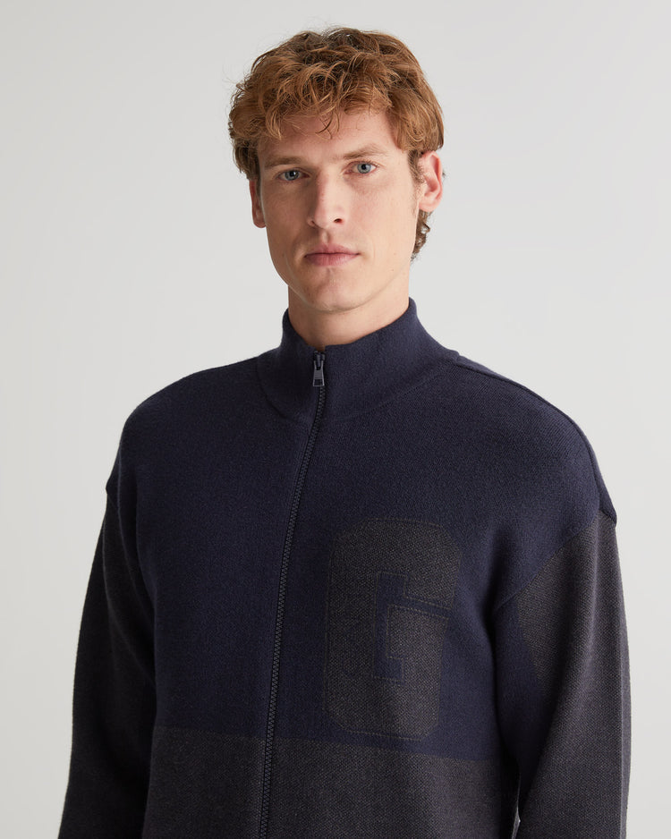 Sweter rozpinany męski z nadrukiem z zamkiem z długim rękawem regular fit