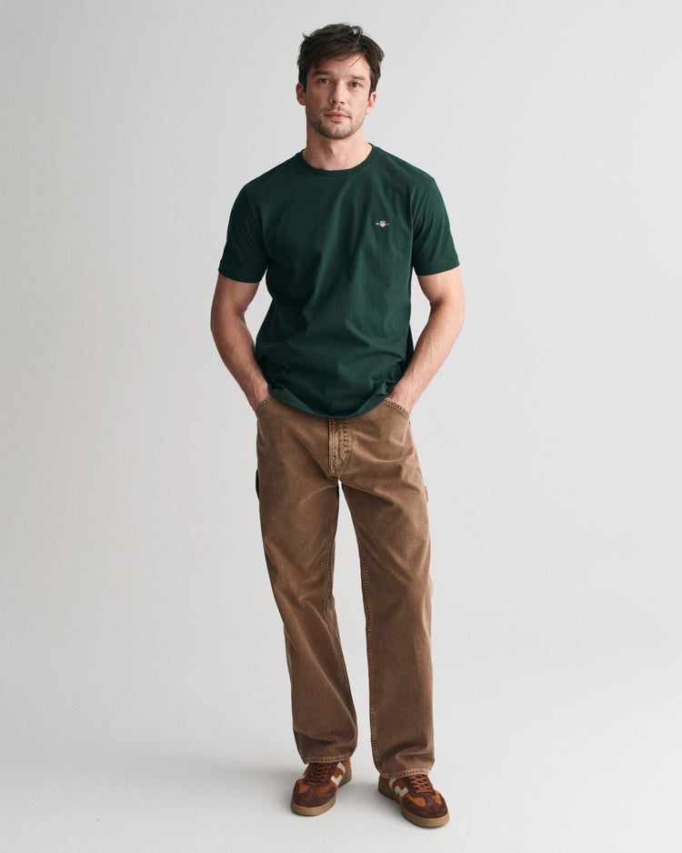 T-shirt męski z okrągłym dekoltem regular fit zielony