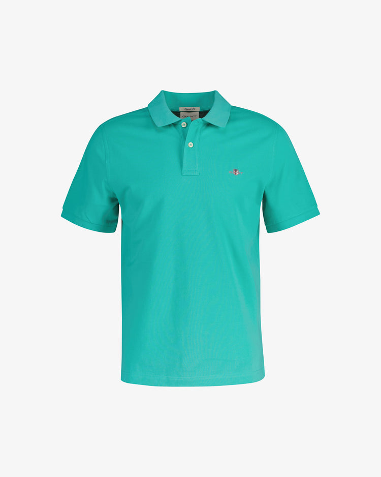 Męska niebieska koszulka polo regular fit z bawełnianej piki