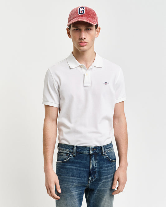 Koszulka polo męska z krótkim rękawem slim fit biała