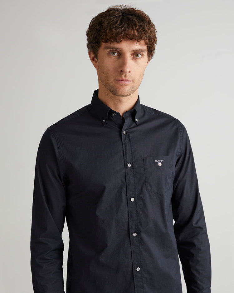 Bawełniana koszula męska z długim rękawem regular fit granatowa