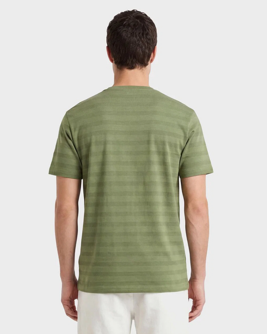 Bawełniany t-shirt męski w paski z okrągłym kołnierzykiem regular fit