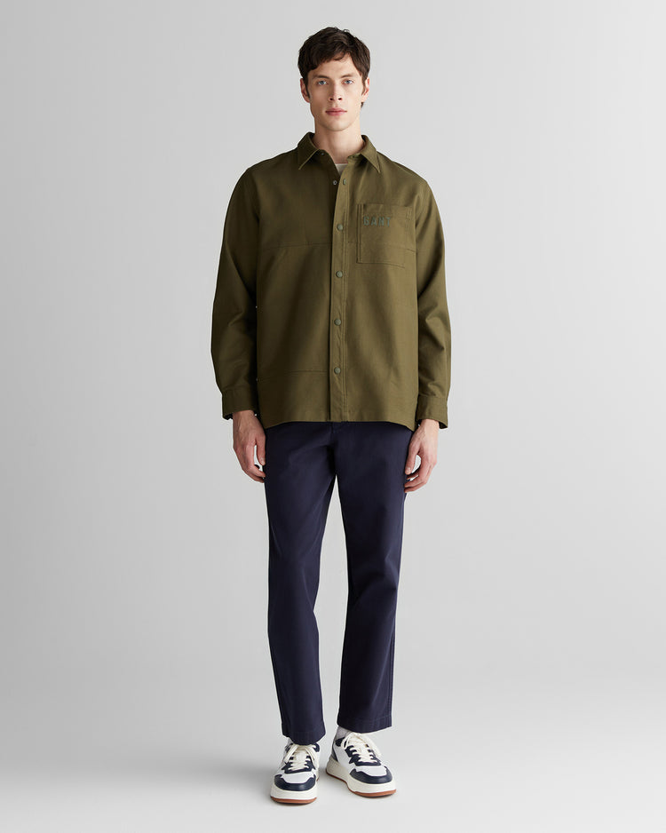 Koszula męska z nadrukiem z długim rękawem oversize fit zielona