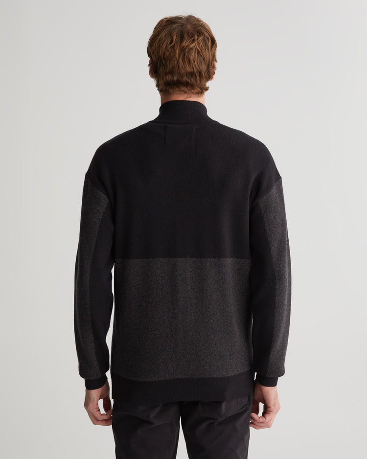 Sweter rozpinany męski z nadrukiem z zamkiem regular fit czarny