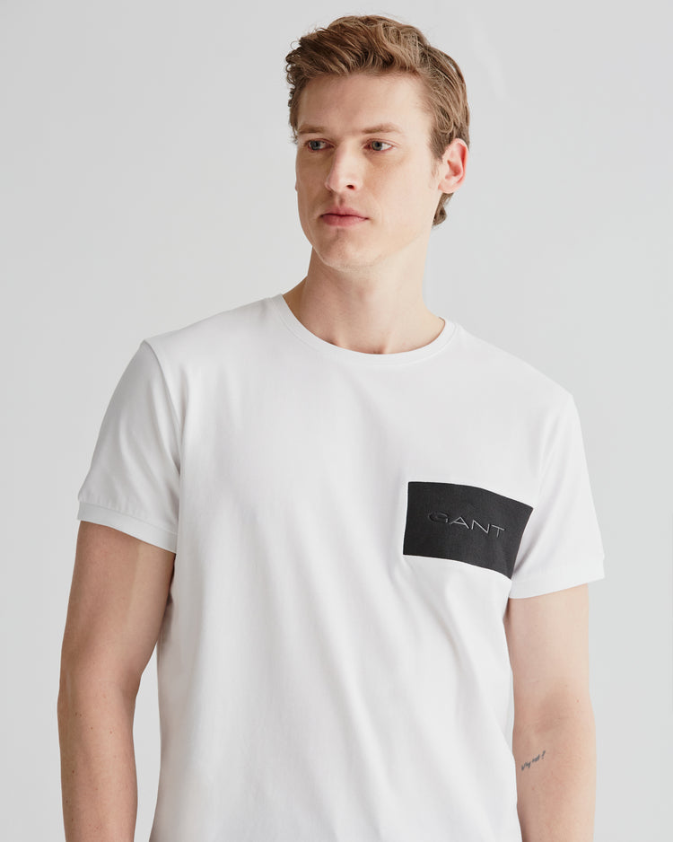 T-shirt męski z nadrukiem regular fit biały