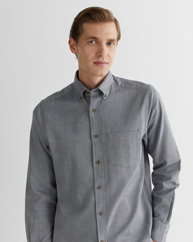 Bawełniana koszula męska z długim rękawem regular fit szara