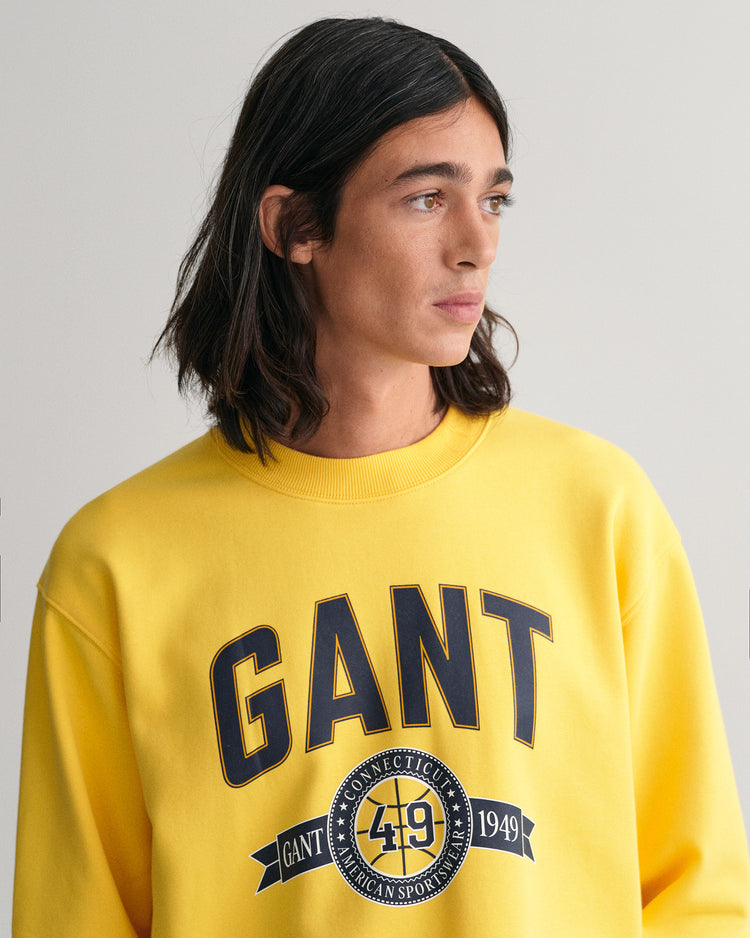 Bluza męska z nadrukiem relaxed fit żółta