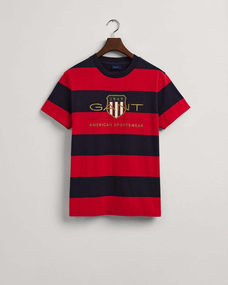 Męski T-shirt w szerokie pasy