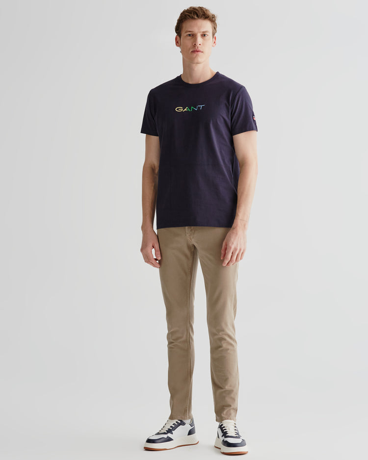 Bawełniany t-shirt męski z nadrukiem okrągły kołnierzyk regular fit