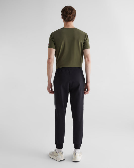 Spodnie dresowe męskie z nadrukiem regular fit czarne