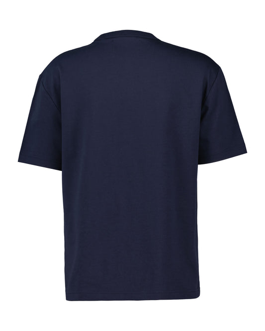 T-shirt męski z nadrukiem okrągły kołnierzyk relaxed fit niebieski