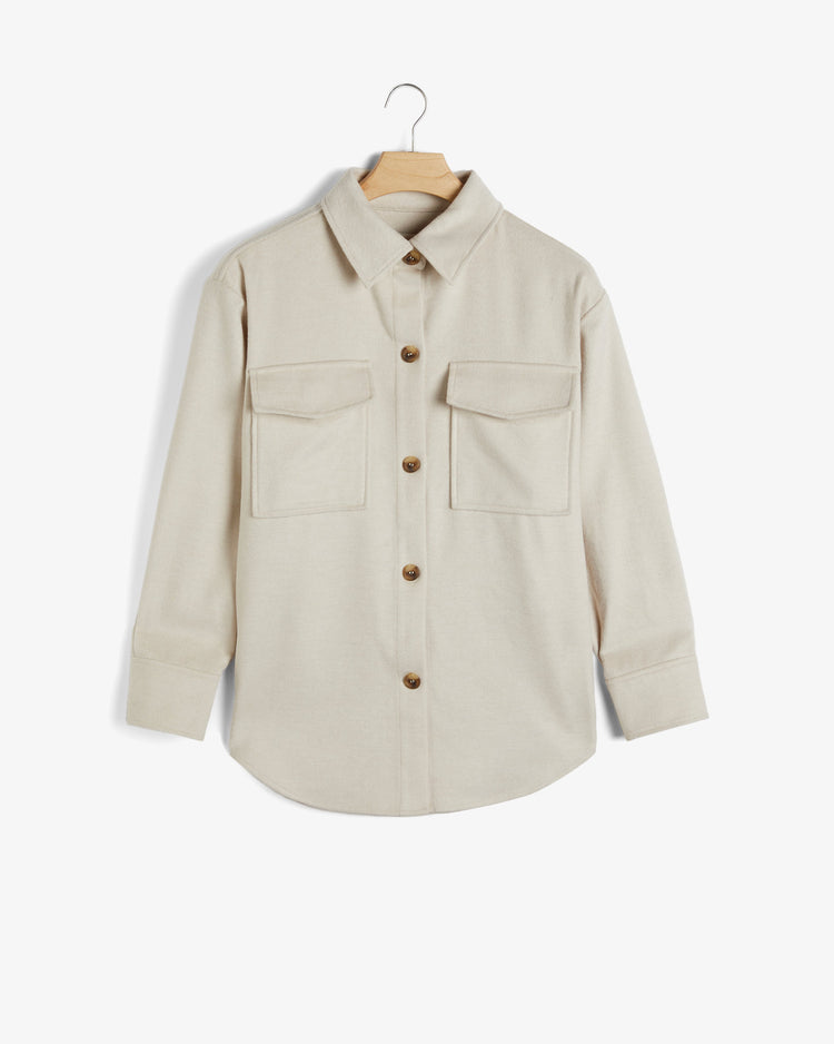 Koszula damska z długim rękawem relaxed fit kremowa