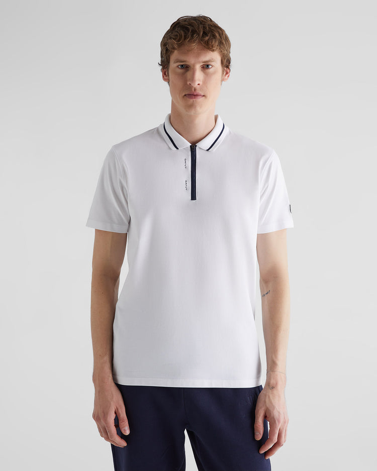 Polo męskie z krótkim rękawem z zamkiem do połowy regular fit