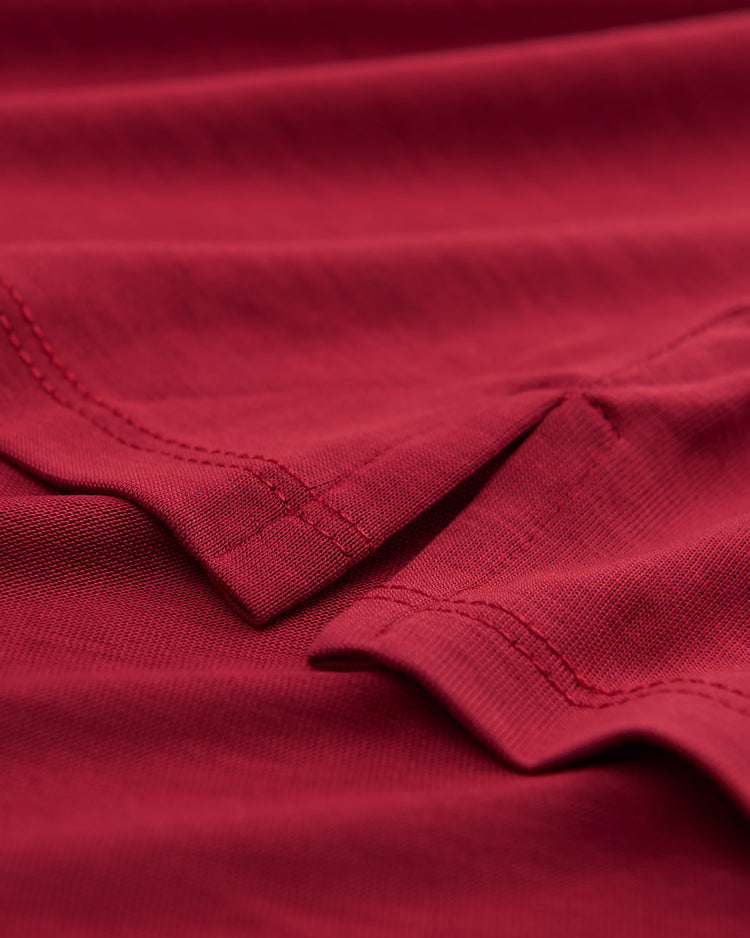 Koszulka damska z okrągłym kołnierzykiem z długim rękawem czerwona