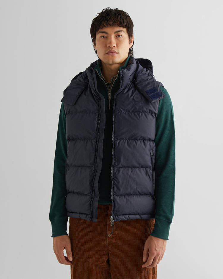 Bezrękawniki męskie z kapturem regular fit granatowe