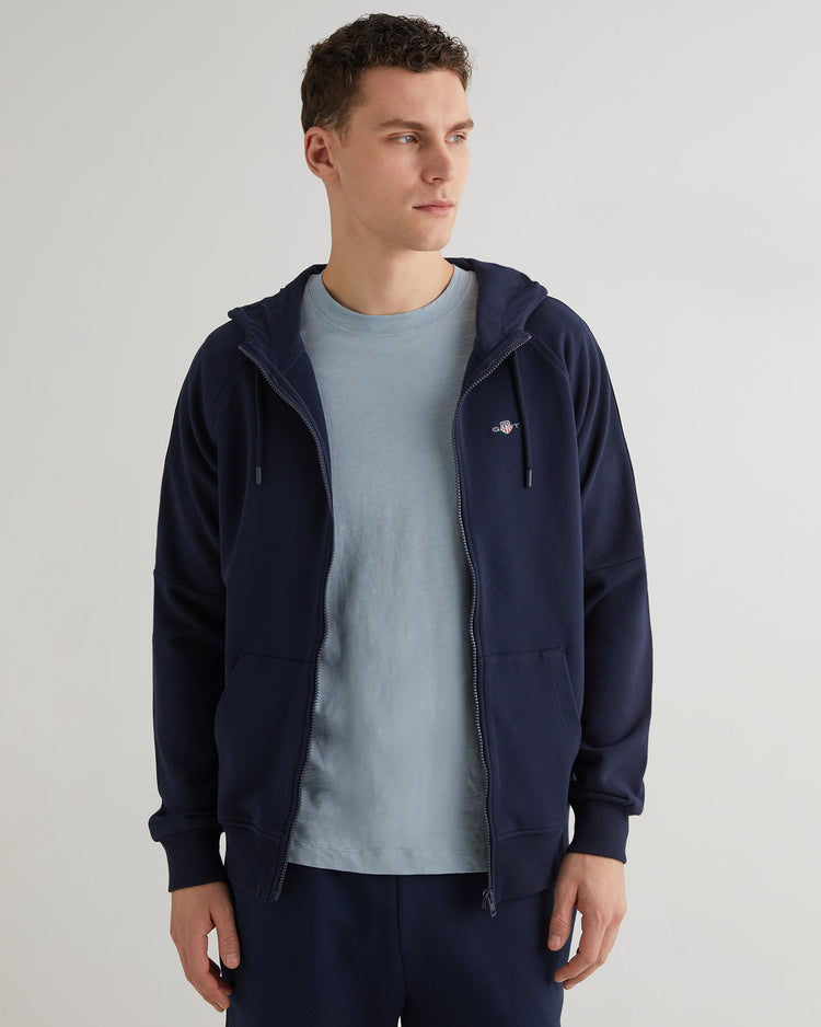 Bawełniana bluza męska z kapturem regular fit granatowa