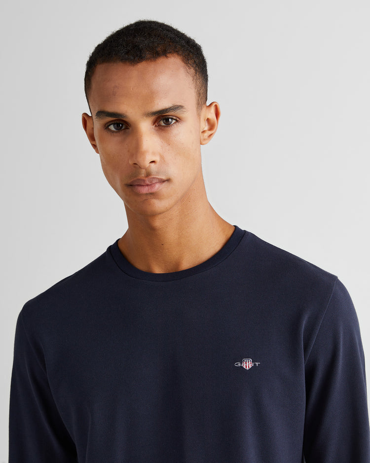 Koszulka męska z długim rękawem i okrągłym dekoltem slim fit