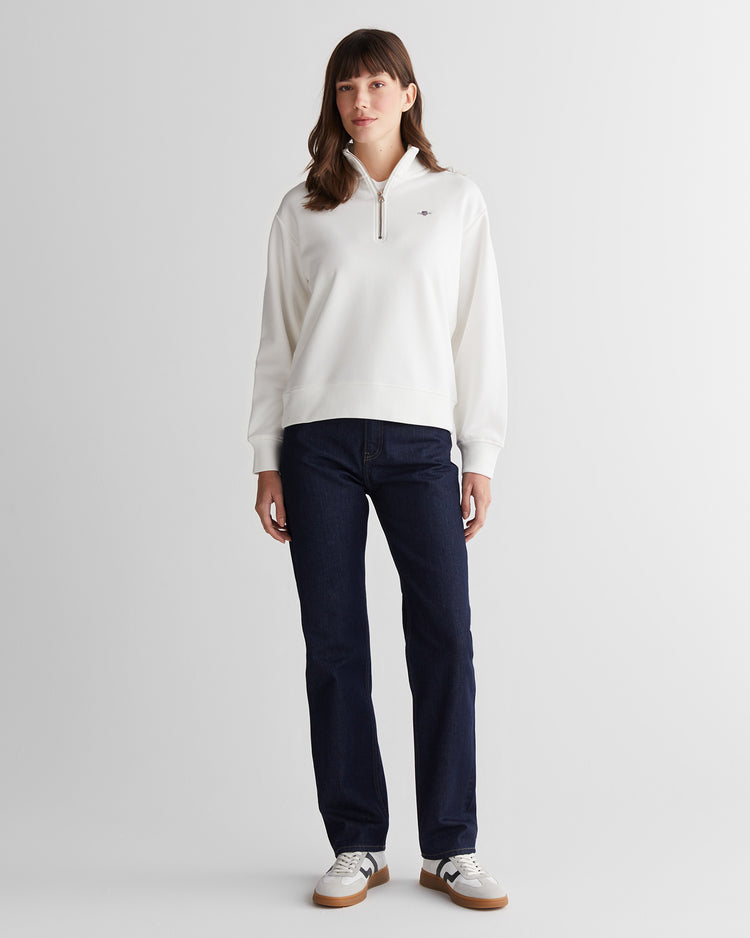 Bluza damska z zamkiem do połowy z długim rękawem relaxed fit