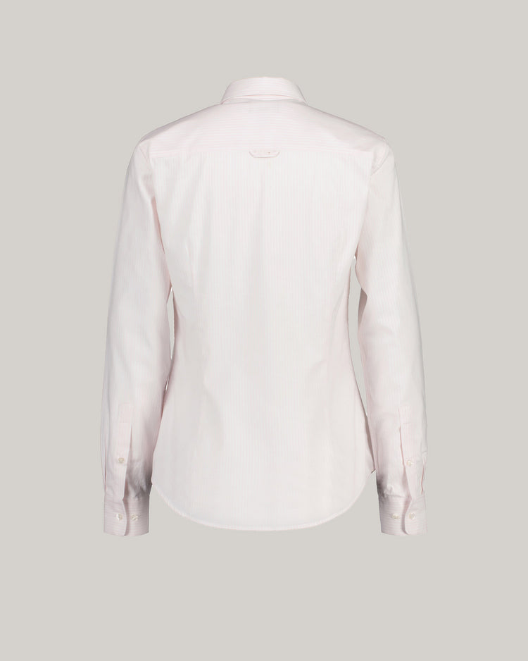 Koszula damska w paski z długim rękawem slim fit różowa