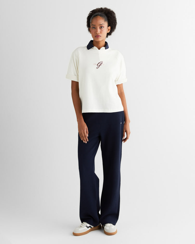 T-shirt z haftem i okrągłym dekoltem