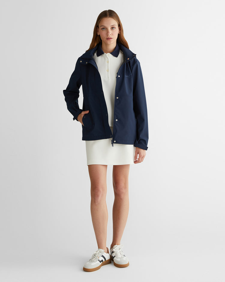 Kurtka damska z nadrukiem z kapturem granatowa