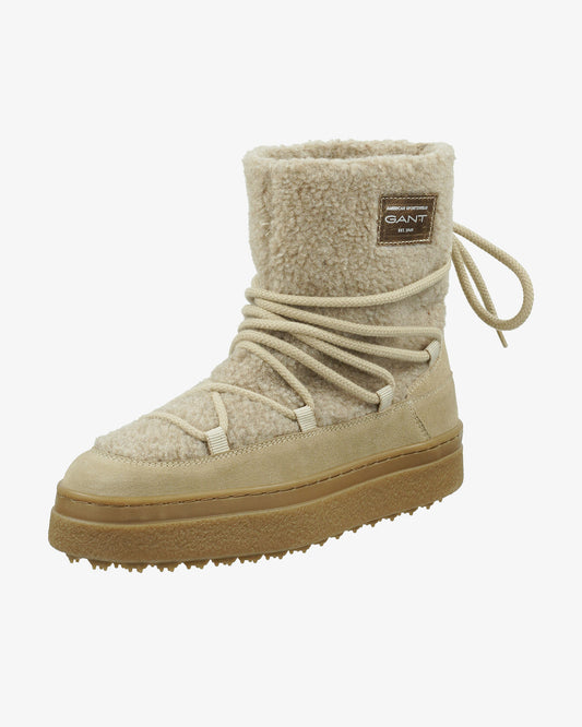 Buty zimowe damskie beżowe