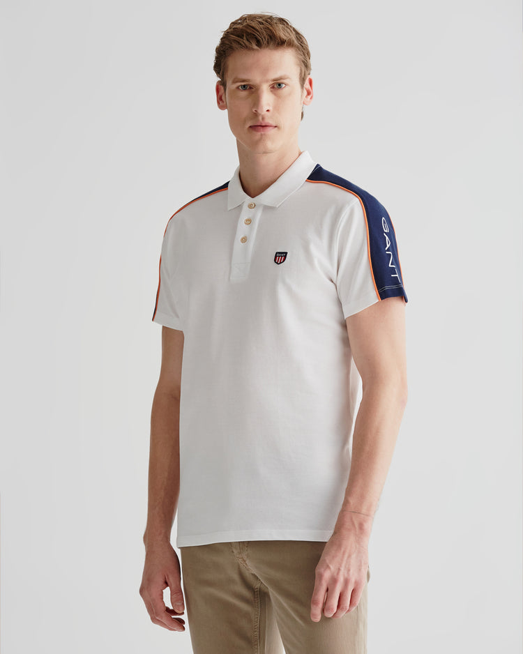 Bawełniany polo męski z nadrukiem z krótkim rękawem regular fit