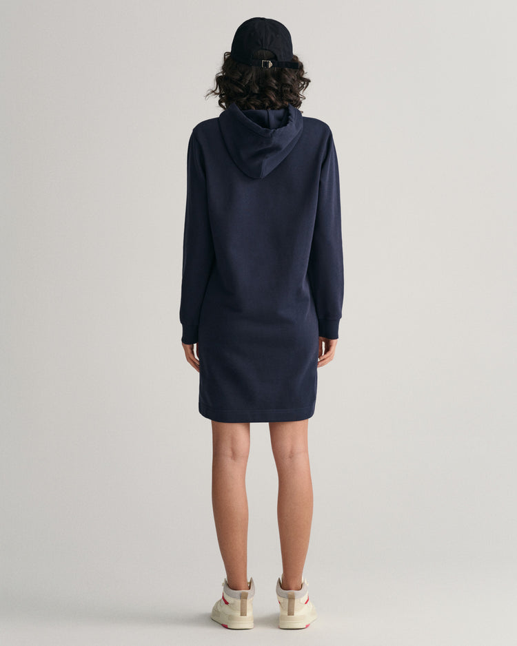 Sukienka damska z kapturem z nadrukiem regular fit granatowa