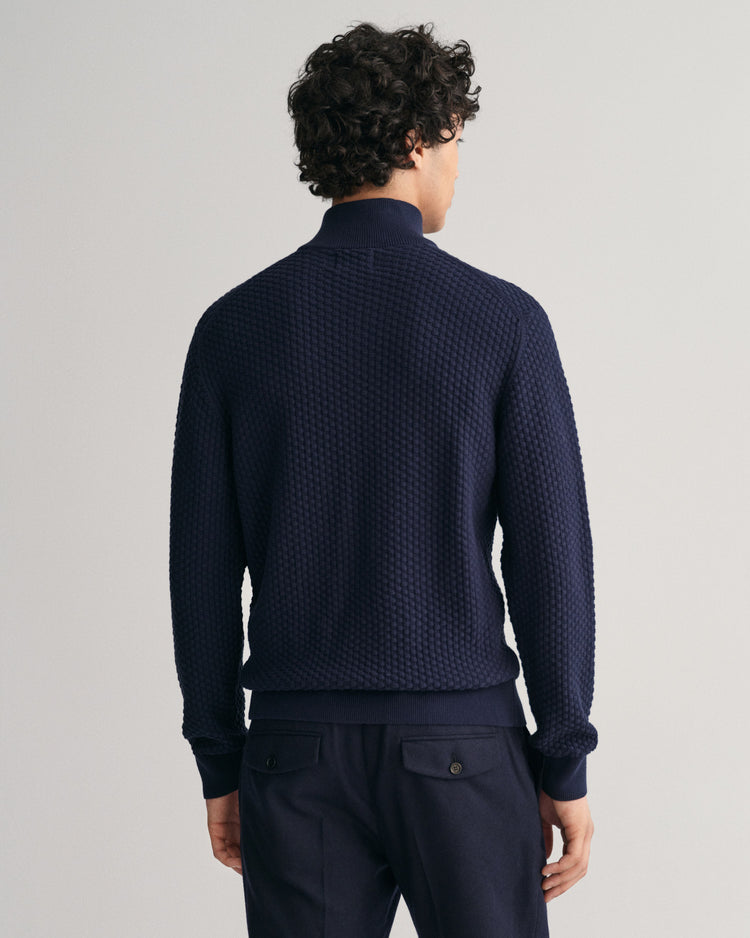 Sweter z fakturowanej bawełny half zip