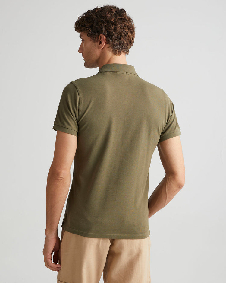 Bawełniana polo męska z krótkim rękawem regular fit zielona