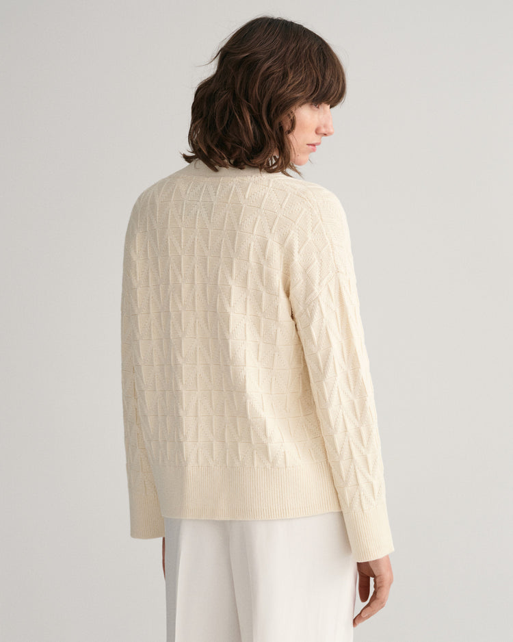 Sweter rozpinany damski z długim rękawem i klasycznym kołnierzem relaxed fit