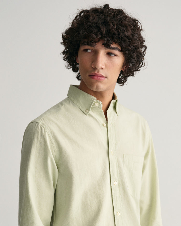 Bawełniana koszula męska z długim rękawem regular fit zielona