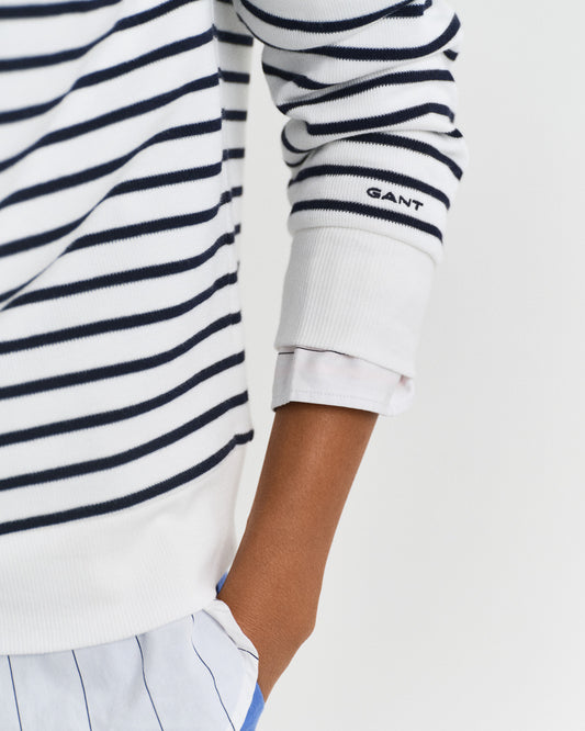 Bluza damska w paski z kołnierzykiem polo relaxed fit