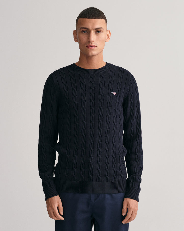 Sweter męski z okrągłym dekoltem regular fit granatowy