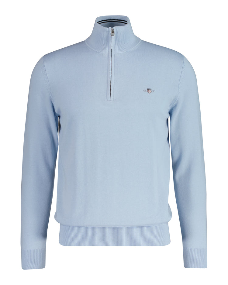 Bawełniany sweter męski z długim rękawem half zip regular fit