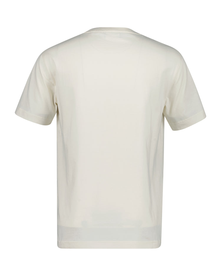 T-shirt męski z nadrukiem regular fit kremowy