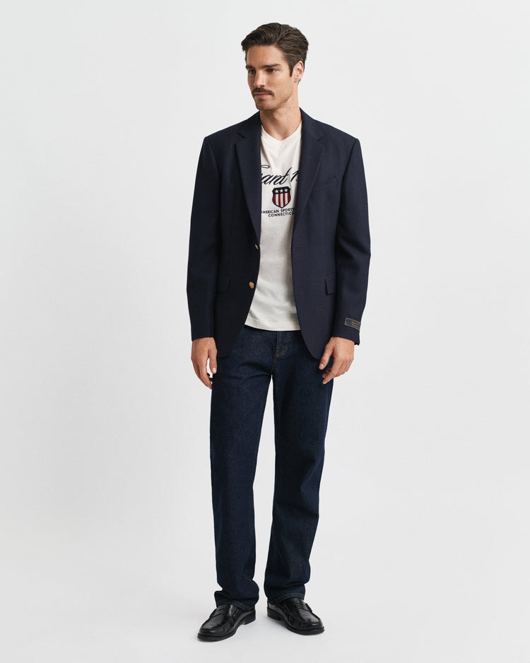 T-shirt męski z nadrukiem regular fit kremowy