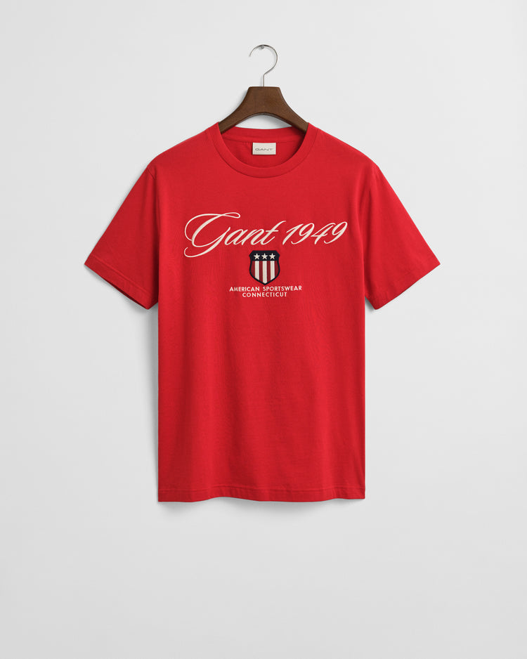 T-shirt męski z nadrukiem regular fit czerwony