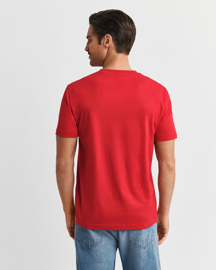 T-shirt męski z nadrukiem regular fit czerwony