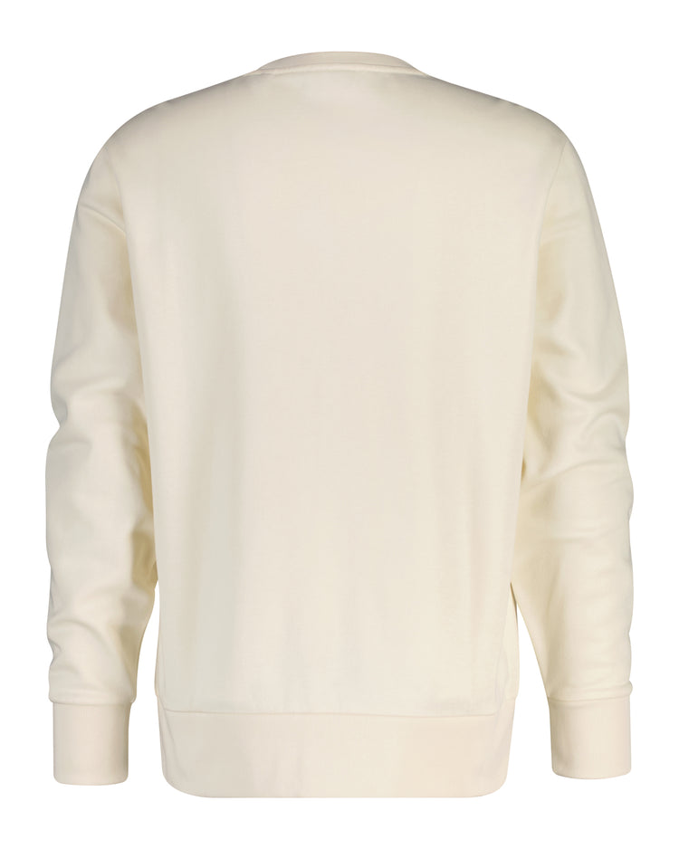Bluza męska z nadrukiem i okrągłym kołnierzykiem regular fit biała