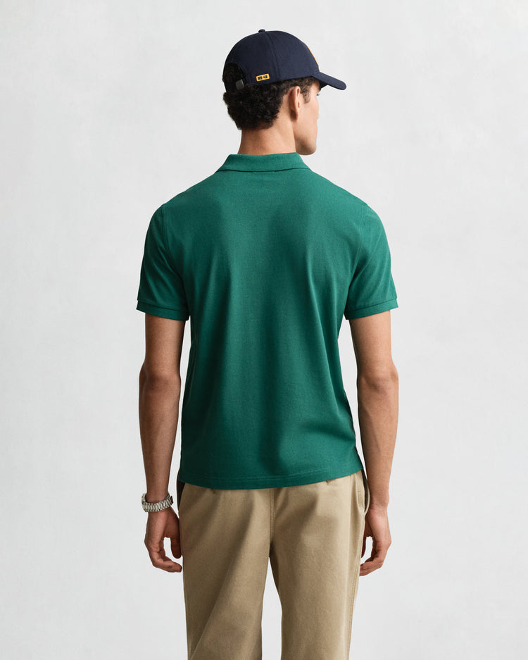 Bawełniany polo męski z krótkim rękawem regular fit zielony