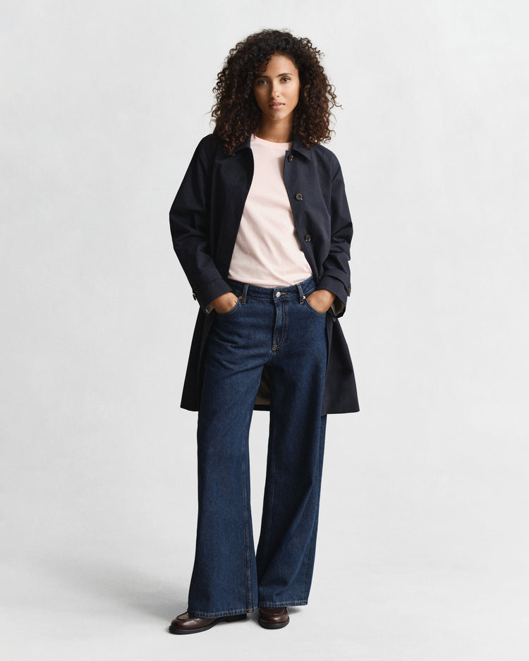 Bawełniana koszulka damska z okrągłym kołnierzykiem regular fit różowa