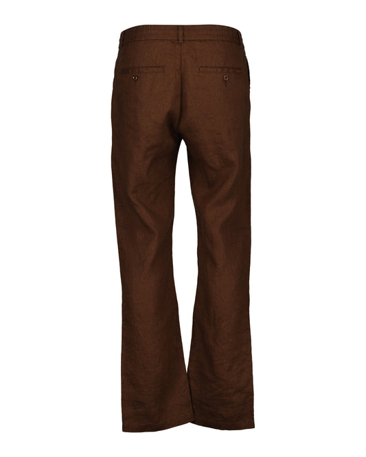 Lniane spodnie męskie regular fit brązowe